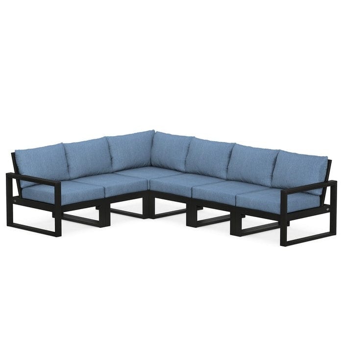 POLYWOOD EDGE 6-Piece Modular Sectional in Black / Sky Blue