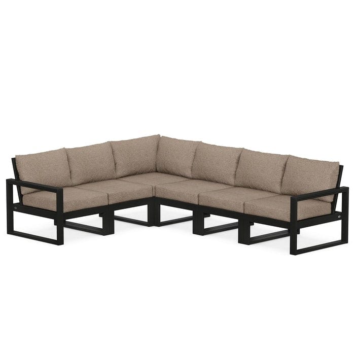 POLYWOOD EDGE 6-Piece Modular Sectional in Black / Spiced Burlap