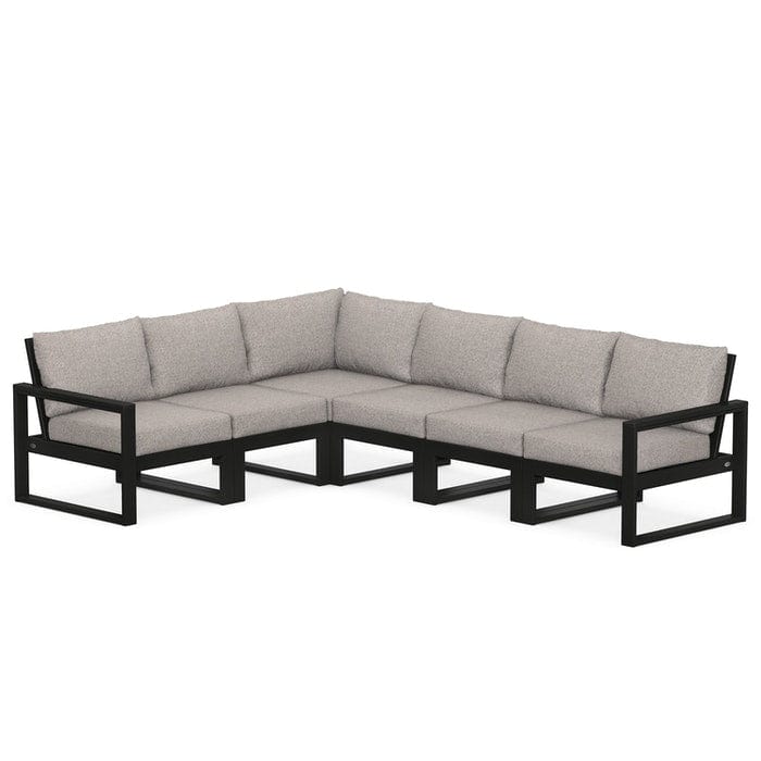 POLYWOOD EDGE 6-Piece Modular Sectional in Black / Weathered Tweed