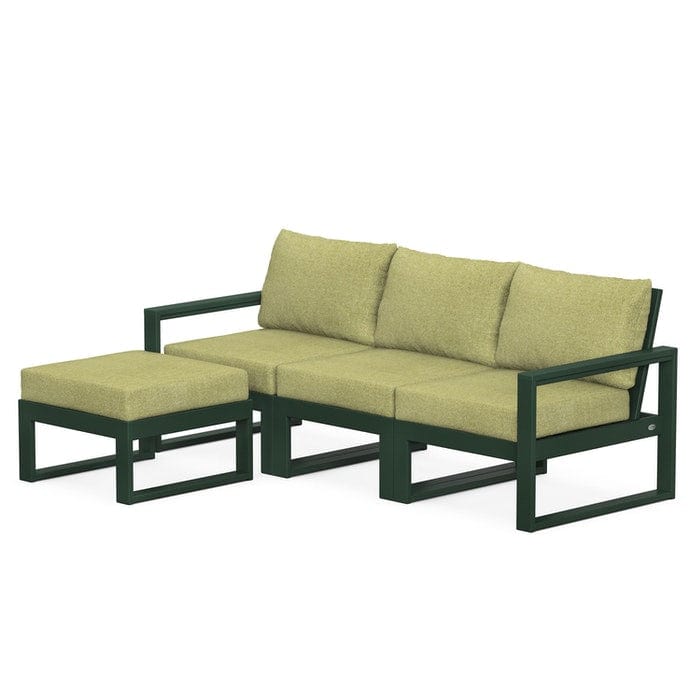 POLYWOOD EDGE 4-Piece Modular Sectional with Ottoman in Green / Chartreuse Boucle