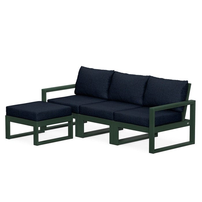 POLYWOOD EDGE 4-Piece Modular Sectional with Ottoman in Green / Marine Indigo