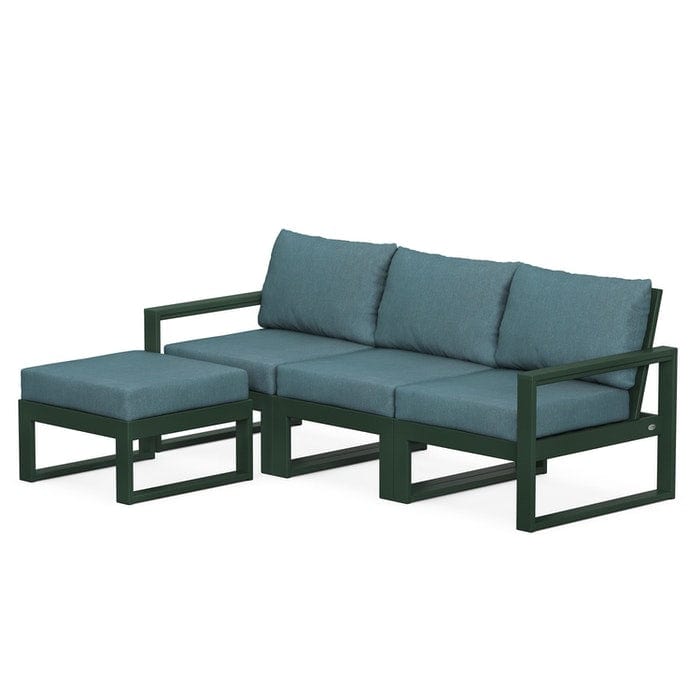 POLYWOOD EDGE 4-Piece Modular Sectional with Ottoman in Green / Ocean Teal
