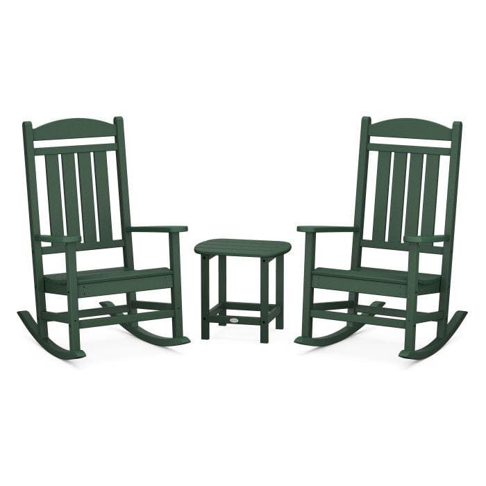 Polywood Presidential 3-Piece Rocking Chair Set with South Beach 18" Side Table - Casual Furniture World
