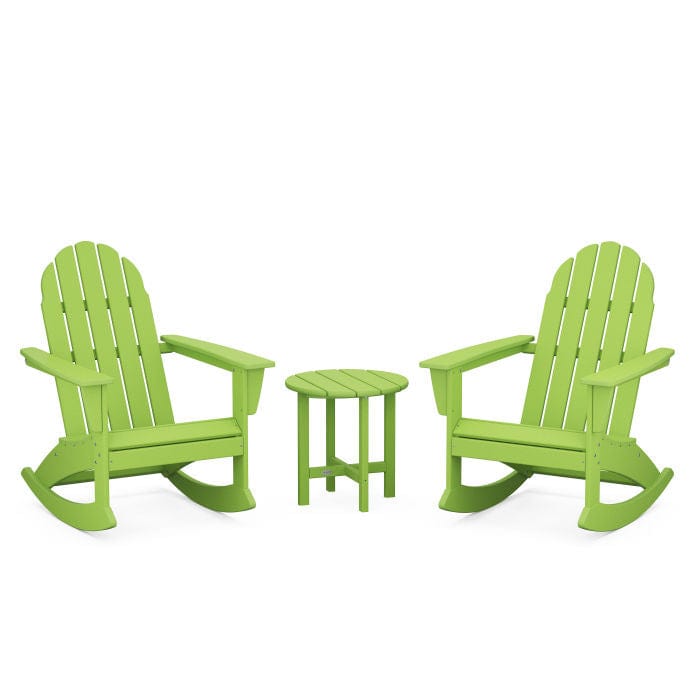 Polywood Vineyard 3-Piece Adirondack Rocking Chair Set with 18" Round Table - Casual Furniture World