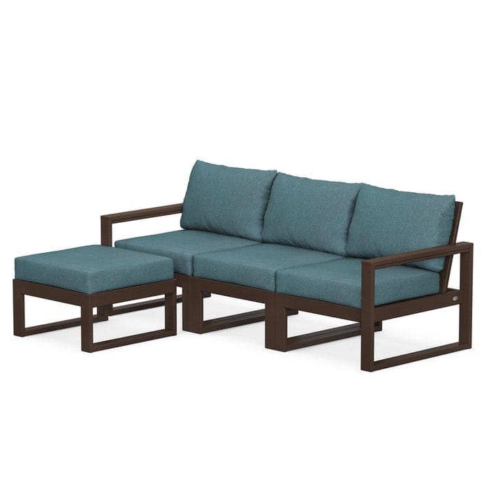 POLYWOOD EDGE 4-Piece Modular Sectional with Ottoman in Mahogany / Ocean Teal