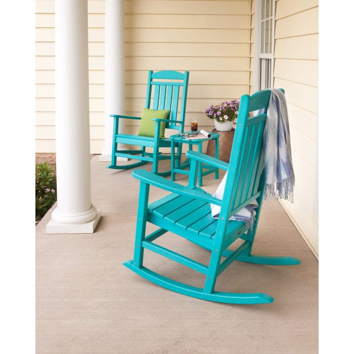 Polywood Presidential 3-Piece Rocking Chair Set with South Beach 18" Side Table - Casual Furniture World