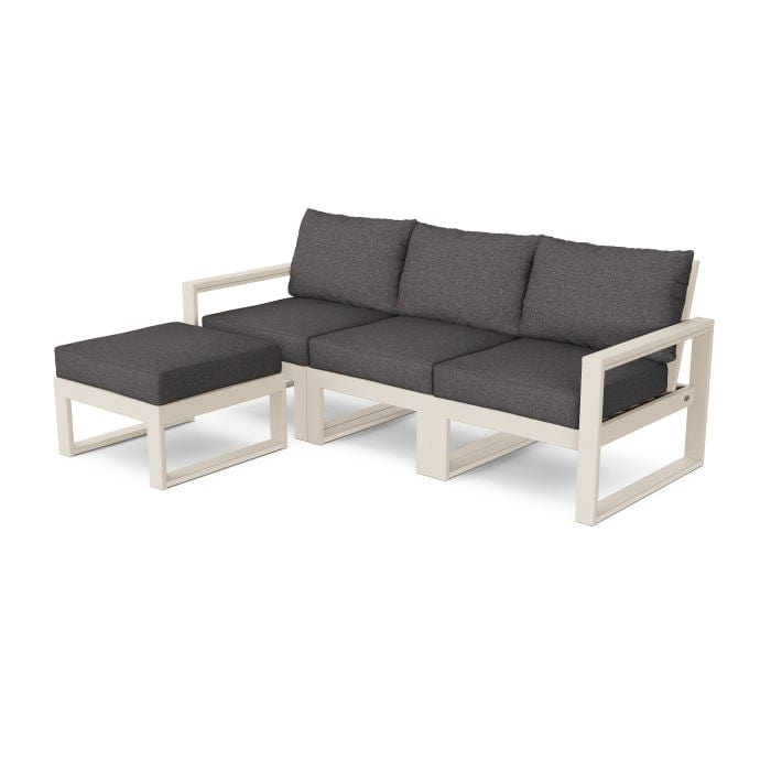 POLYWOOD EDGE 4-Piece Modular Sectional with Ottoman in Sand / Ash Charcoal