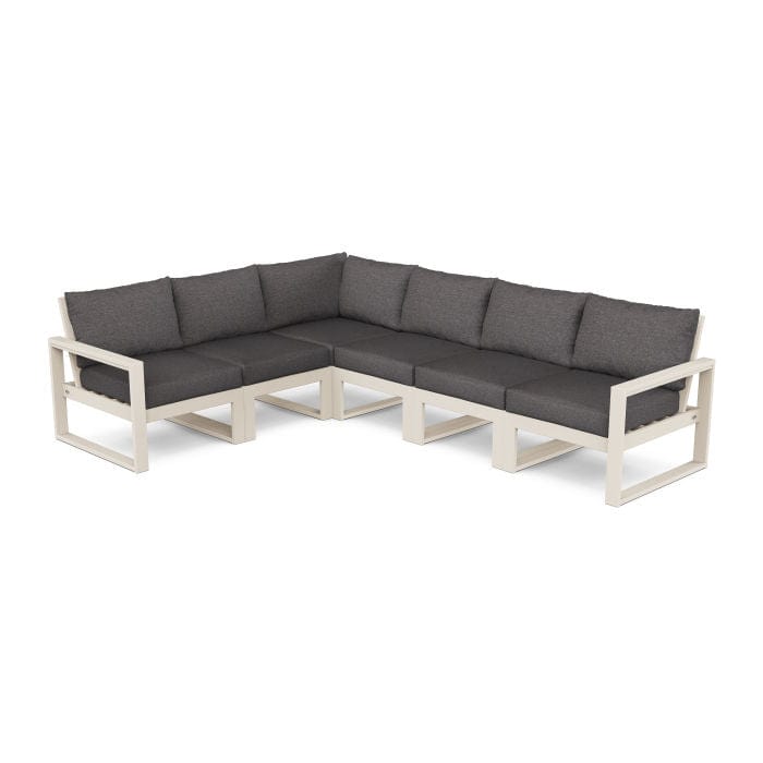 POLYWOOD EDGE 6-Piece Modular Sectional in Sand / Ash Charcoal