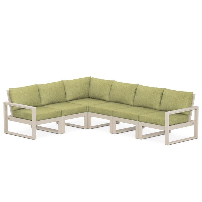POLYWOOD EDGE 6-Piece Modular Sectional in Sand / Chartreuse Boucle