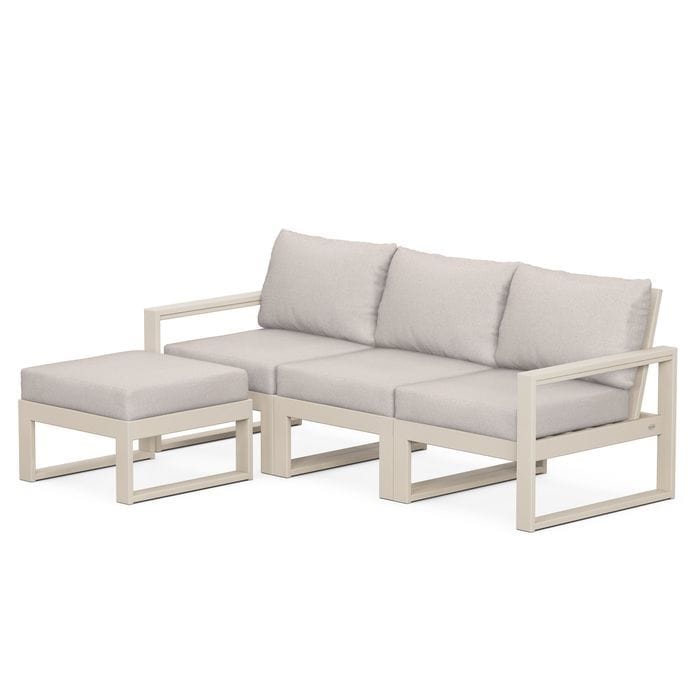 POLYWOOD EDGE 4-Piece Modular Sectional with Ottoman in Sand / Dune Burlap