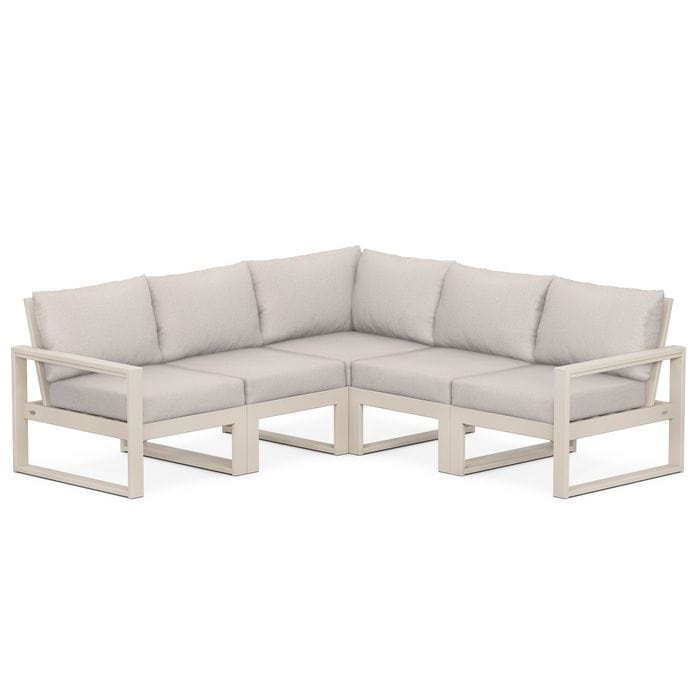 POLYWOOD EDGE 5-Piece Modular Sectional in Sand / Dune Burlap