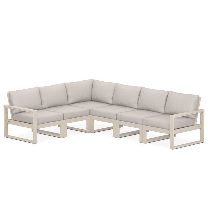 POLYWOOD EDGE 6-Piece Modular Sectional in Sand / Dune Burlap