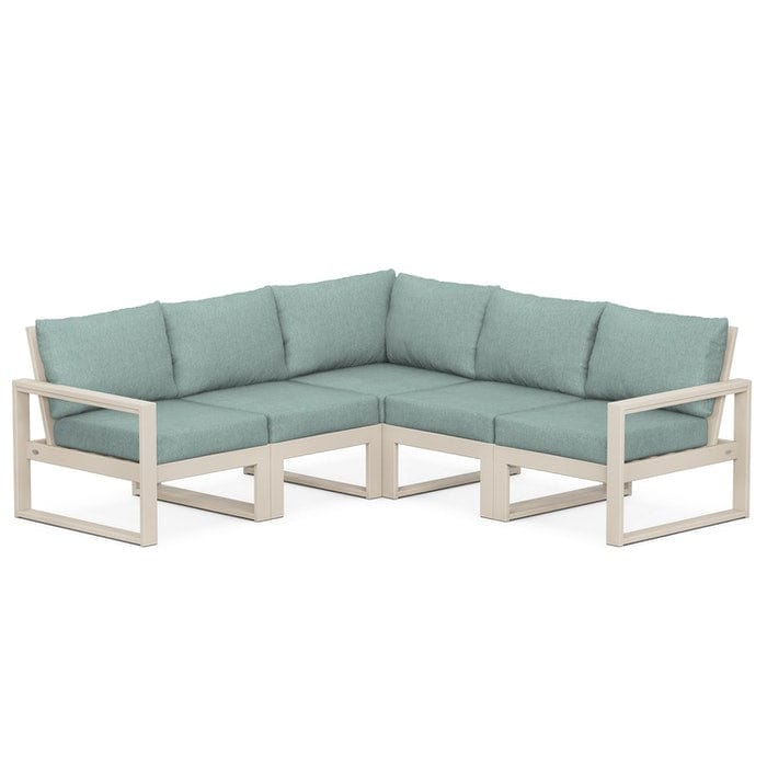 POLYWOOD EDGE 5-Piece Modular Sectional in Sand / Glacier Spa