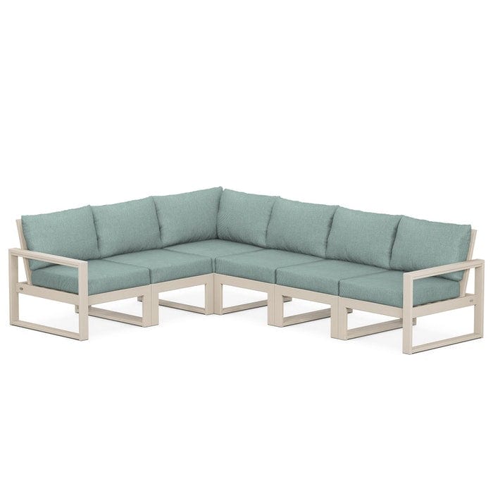 POLYWOOD EDGE 6-Piece Modular Sectional in Sand / Glacier Spa