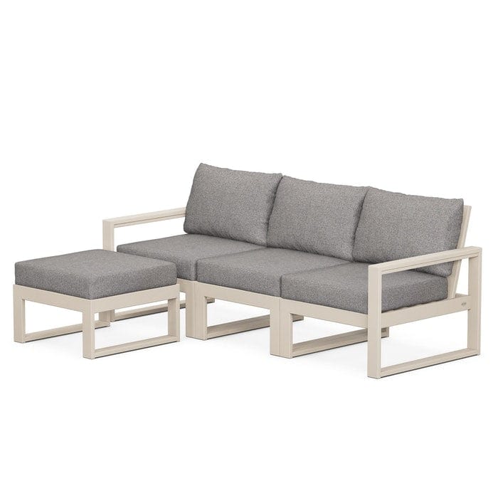 POLYWOOD EDGE 4-Piece Modular Sectional with Ottoman in Sand / Grey Mist