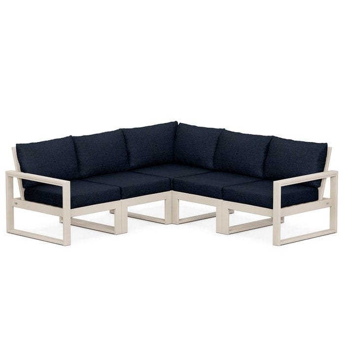 POLYWOOD EDGE 5-Piece Modular Sectional in Sand / Marine Indigo