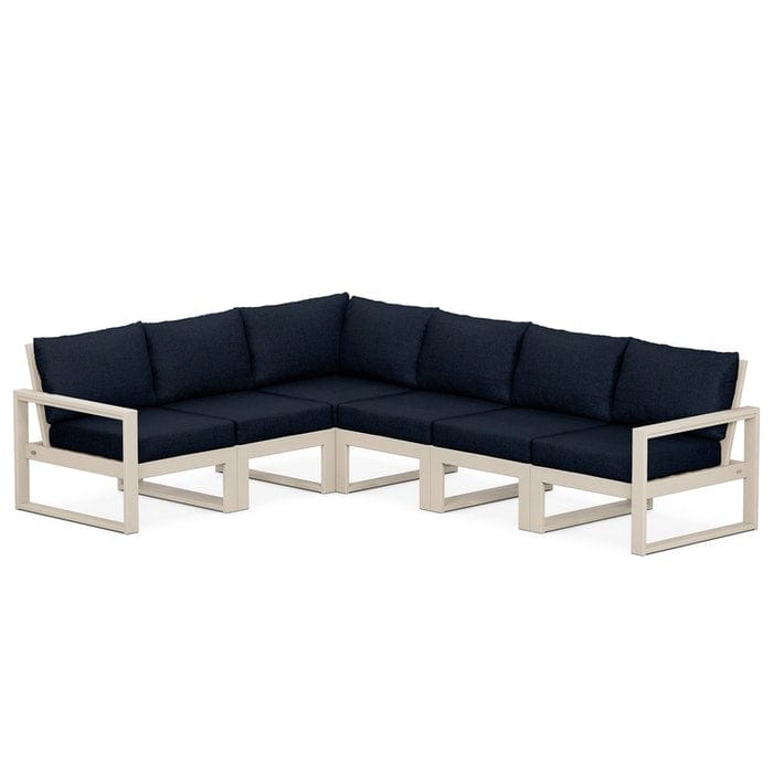 POLYWOOD EDGE 6-Piece Modular Sectional in Sand / Marine Indigo