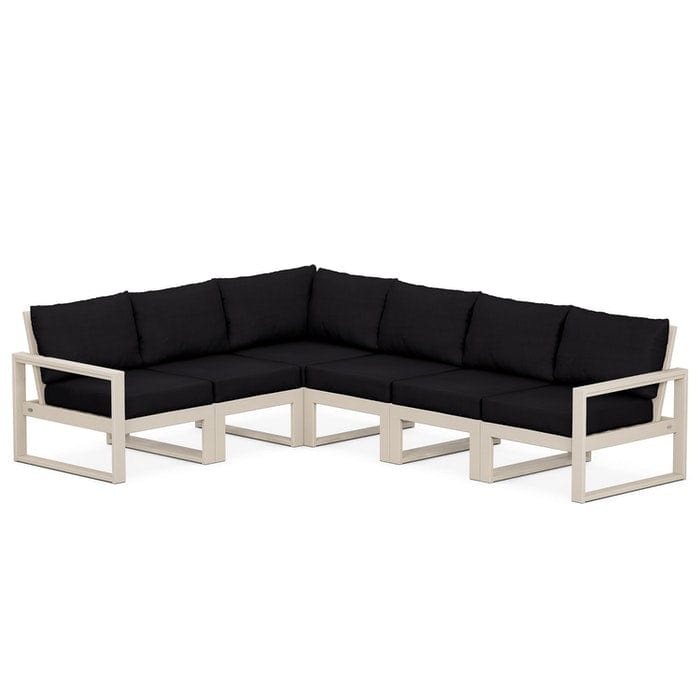 POLYWOOD EDGE 6-Piece Modular Sectional in Sand / Midnight Linen