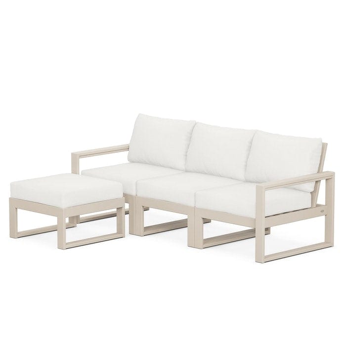 POLYWOOD EDGE 4-Piece Modular Sectional with Ottoman in Sand / Natural Linen