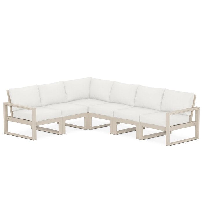 POLYWOOD EDGE 6-Piece Modular Sectional in Sand / Natural Linen