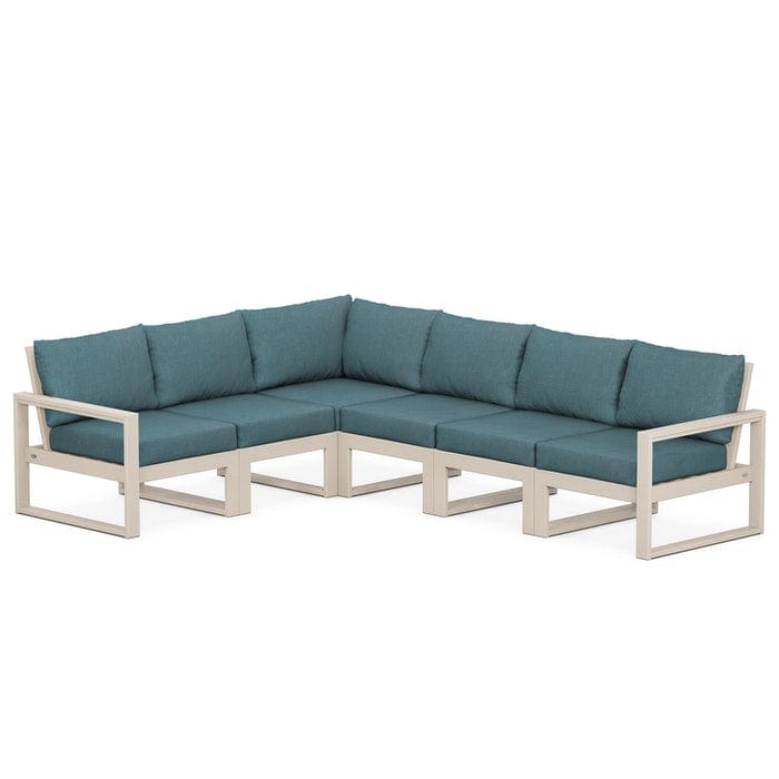 POLYWOOD EDGE 6-Piece Modular Sectional in Sand / Ocean Teal