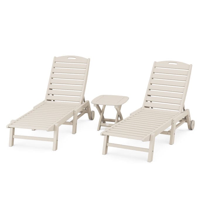 Polywood Nautical 3-Piece Wheeled Chaise Set with Nautical Side Table - Casual Furniture World