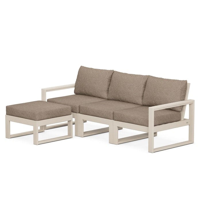 POLYWOOD EDGE 4-Piece Modular Sectional with Ottoman in Sand / Spiced Burlap