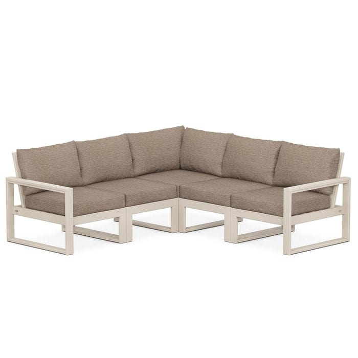 POLYWOOD EDGE 5-Piece Modular Sectional in Sand / Spiced Burlap