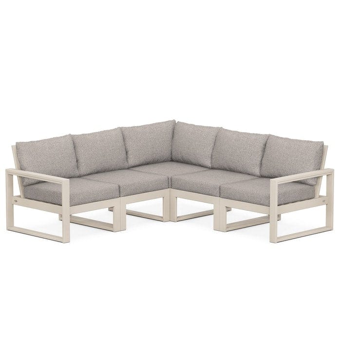 POLYWOOD EDGE 5-Piece Modular Sectional in Sand / Weathered Tweed
