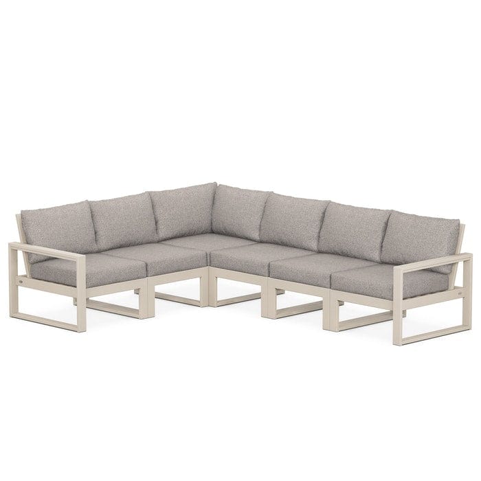 POLYWOOD EDGE 6-Piece Modular Sectional in Sand / Weathered Tweed