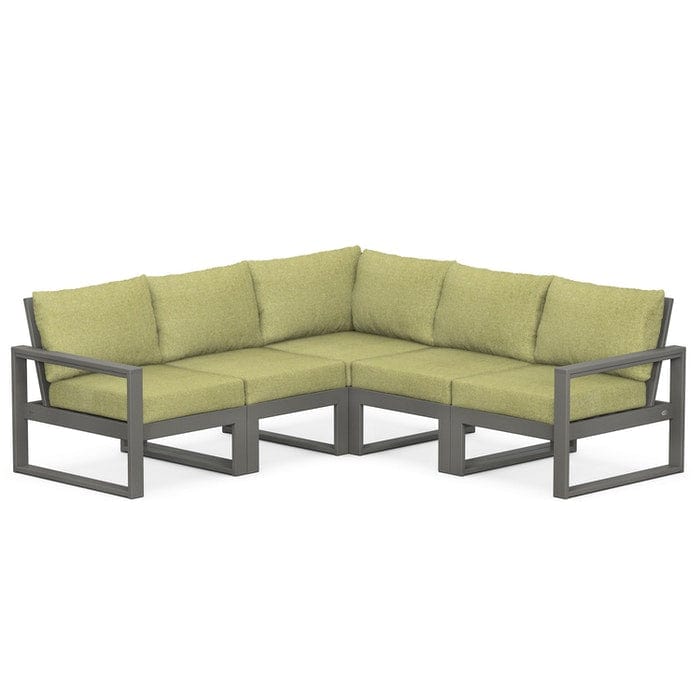 POLYWOOD EDGE 5-Piece Modular Sectional in Slate Grey / Chartreuse Boucle