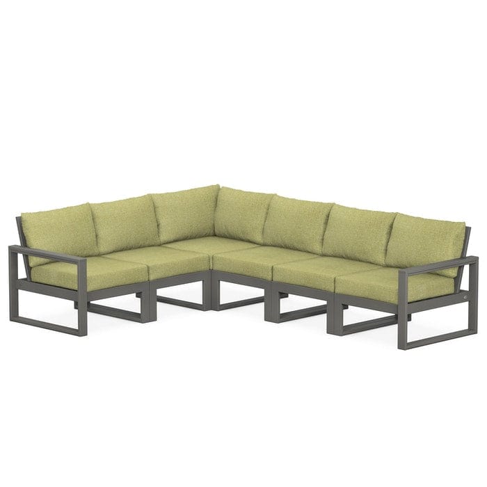 POLYWOOD EDGE 6-Piece Modular Sectional in Slate Grey / Chartreuse Boucle