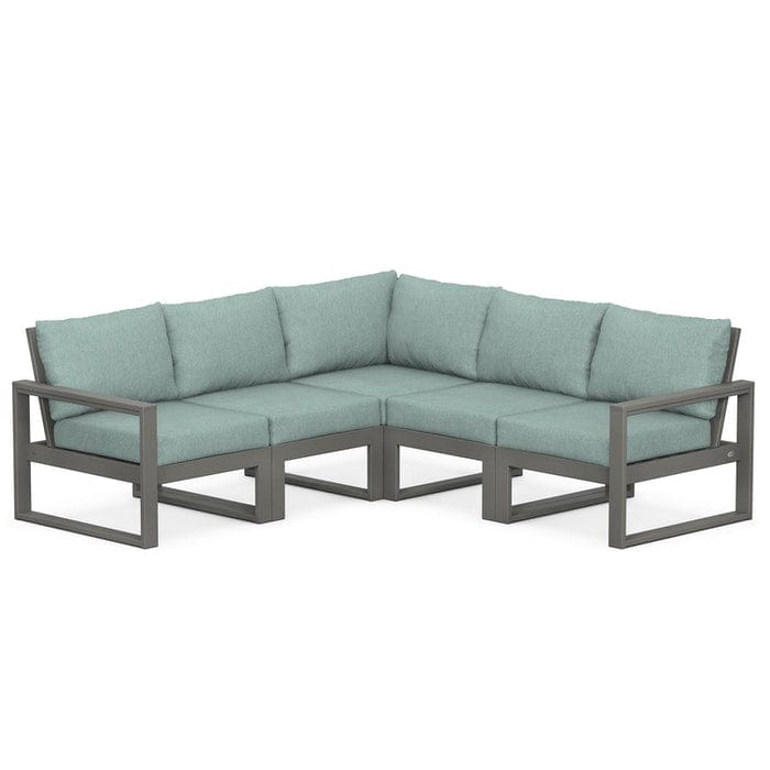 POLYWOOD EDGE 5-Piece Modular Sectional in Slate Grey / Glacier Spa