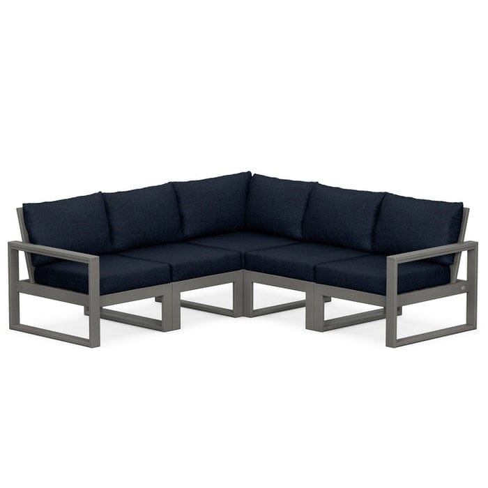 POLYWOOD EDGE 5-Piece Modular Sectional in Slate Grey / Marine Indigo