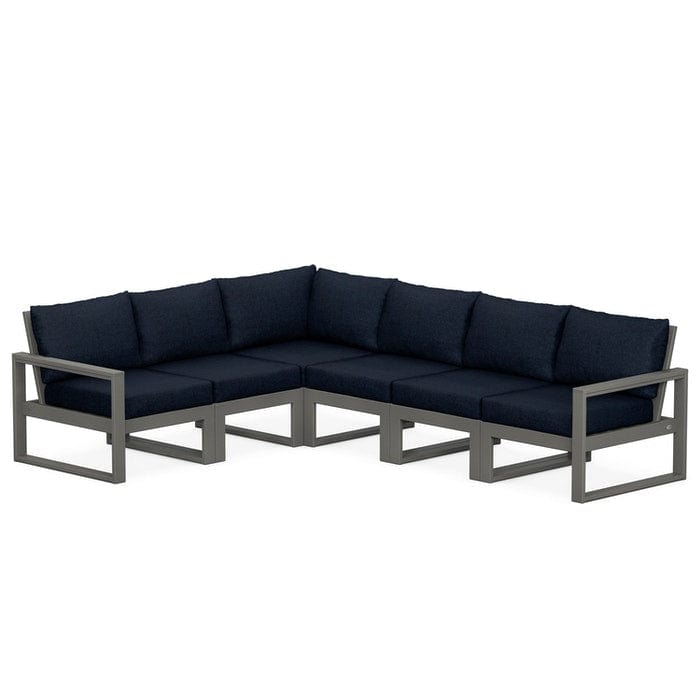 POLYWOOD EDGE 6-Piece Modular Sectional in Slate Grey / Marine Indigo