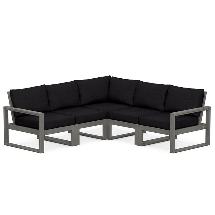 POLYWOOD EDGE 5-Piece Modular Sectional in Slate Grey / Midnight Linen