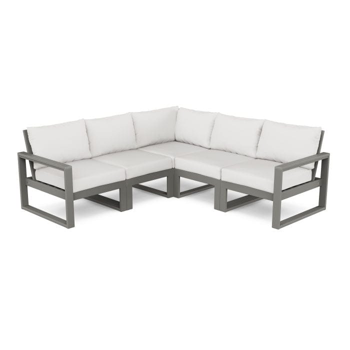 POLYWOOD EDGE 5-Piece Modular Sectional in Slate Grey / Natural Linen