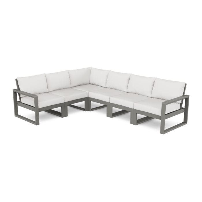 POLYWOOD EDGE 6-Piece Modular Sectional in Slate Grey / Natural Linen