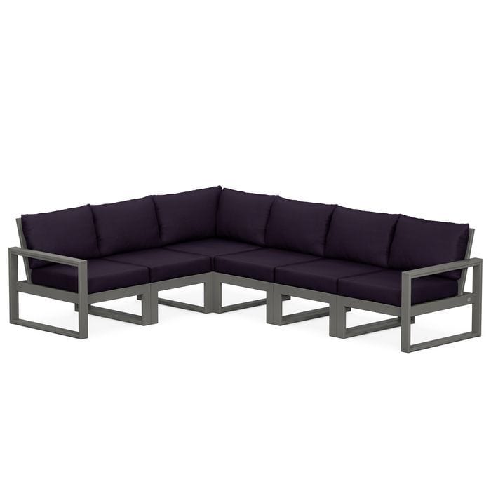 POLYWOOD EDGE 6-Piece Modular Sectional in Slate Grey / Navy Linen