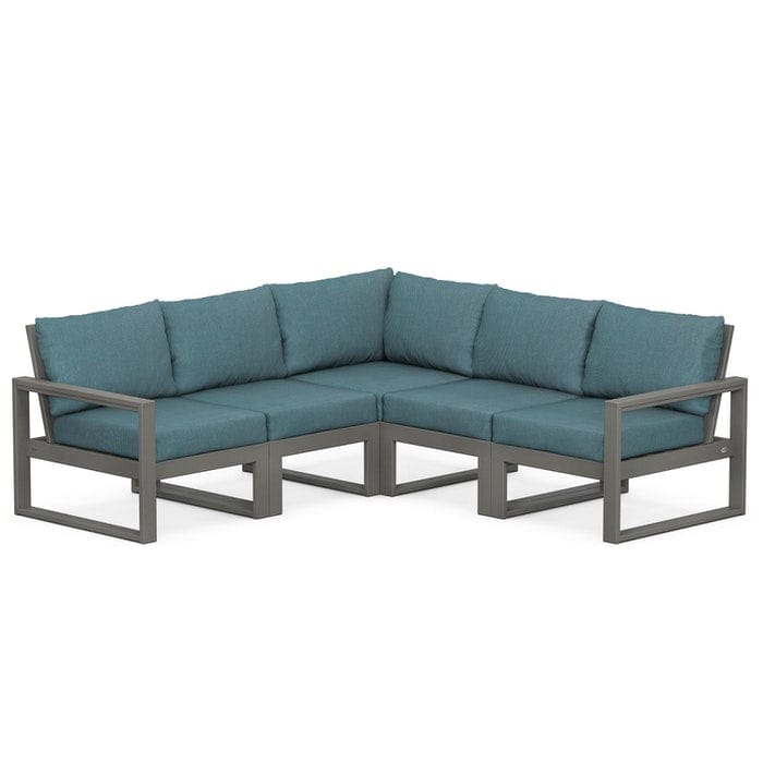 POLYWOOD EDGE 5-Piece Modular Sectional in Slate Grey / Ocean Teal