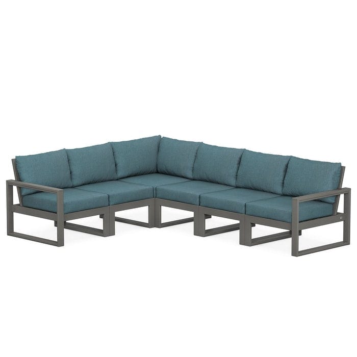 POLYWOOD EDGE 6-Piece Modular Sectional in Slate Grey / Ocean Teal
