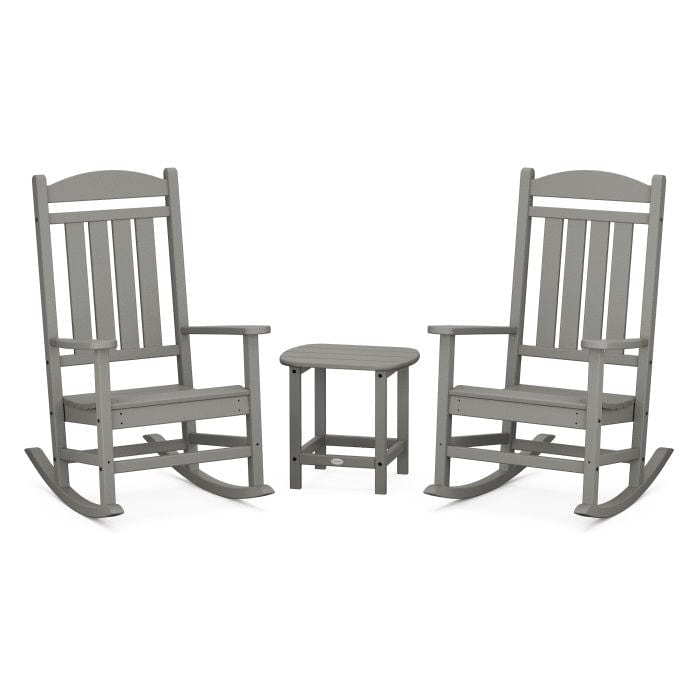 Polywood Presidential 3-Piece Rocking Chair Set with South Beach 18&quot; Side Table - Casual Furniture World