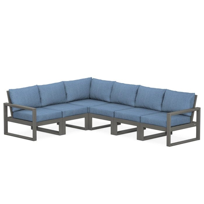 POLYWOOD EDGE 6-Piece Modular Sectional in Slate Grey / Sky Blue