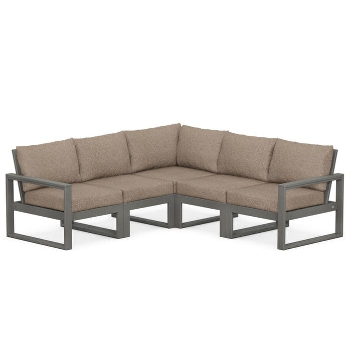 POLYWOOD EDGE 5-Piece Modular Sectional in Slate Grey / Spiced Burlap