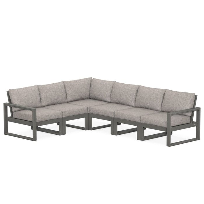 POLYWOOD EDGE 6-Piece Modular Sectional in Slate Grey / Weathered Tweed