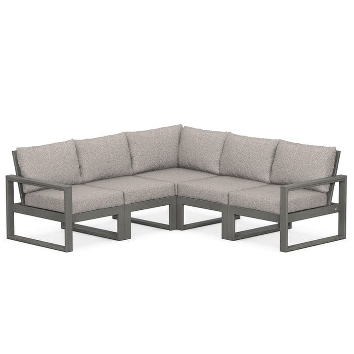POLYWOOD EDGE 5-Piece Modular Sectional in Slate Grey / Weathered Tweed