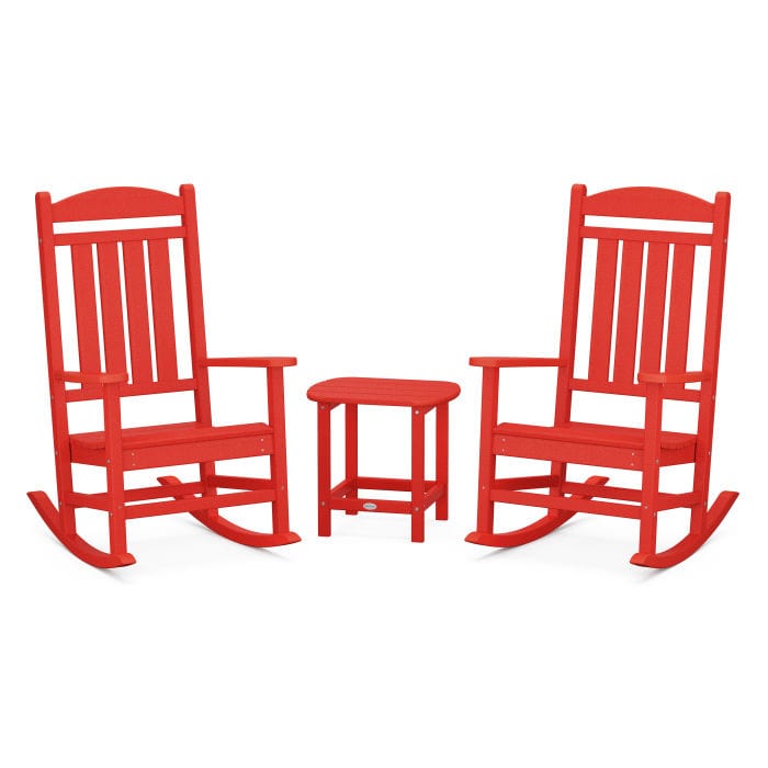 Polywood Presidential 3-Piece Rocking Chair Set with South Beach 18" Side Table - Casual Furniture World