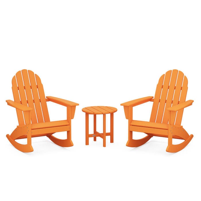 Polywood Vineyard 3-Piece Adirondack Rocking Chair Set with 18" Round Table - Casual Furniture World