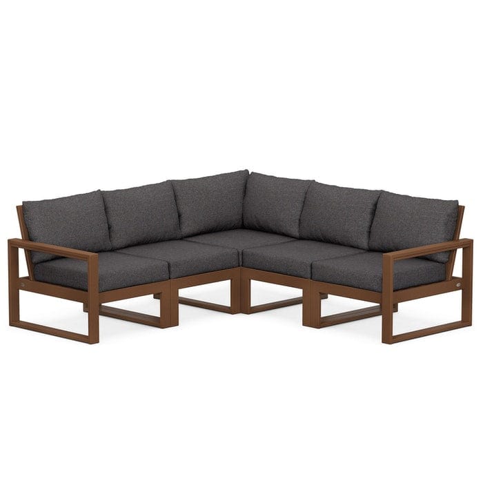 POLYWOOD EDGE 5-Piece Modular Sectional in Teak / Ash Charcoal