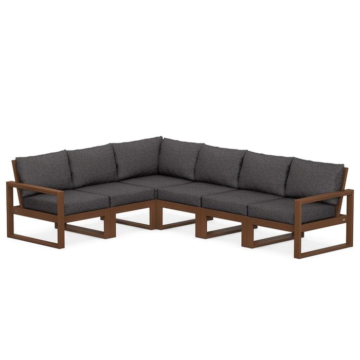 POLYWOOD EDGE 6-Piece Modular Sectional in Teak / Ash Charcoal